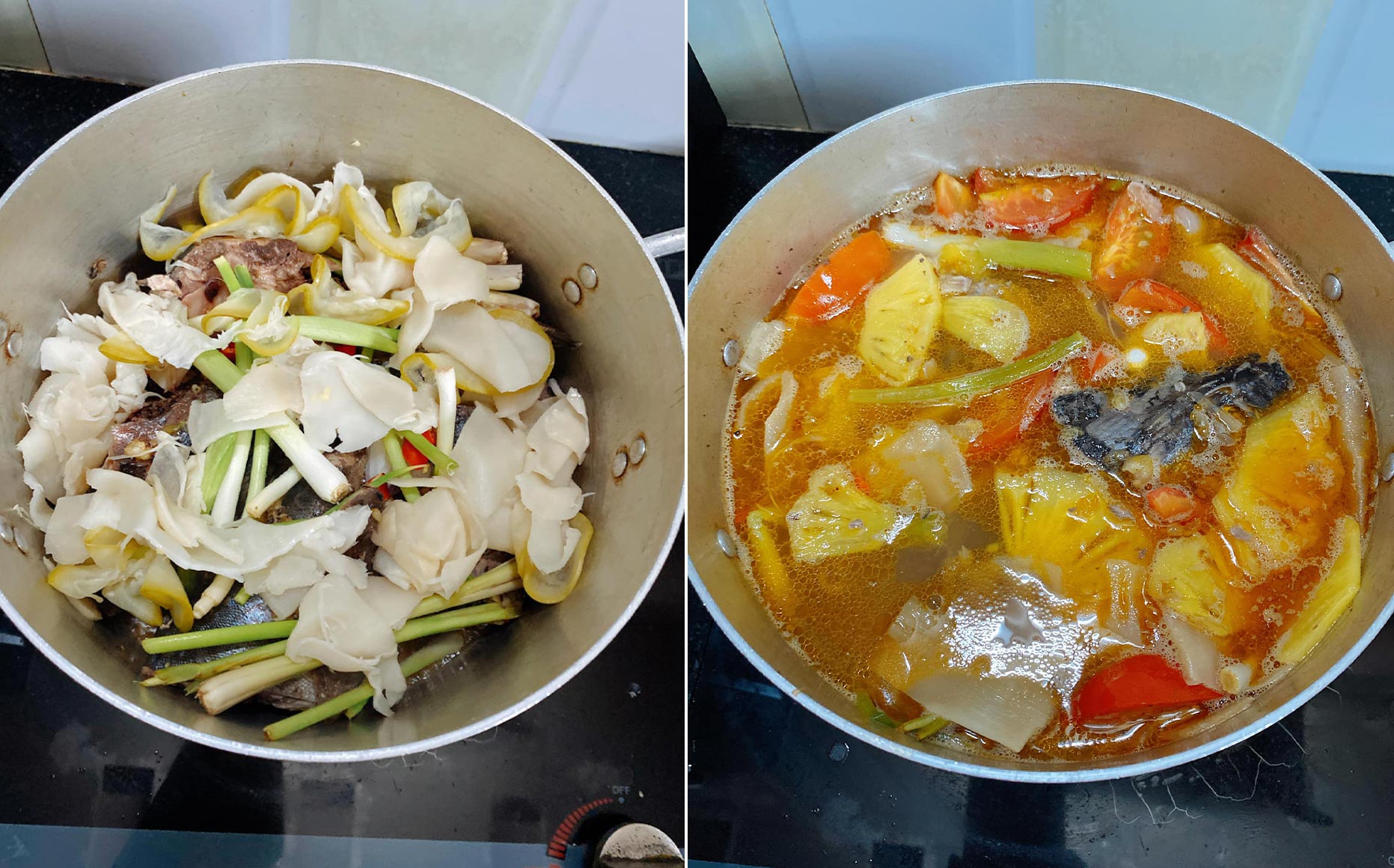 Nấu nước dùng cá ngừ măng tươi
